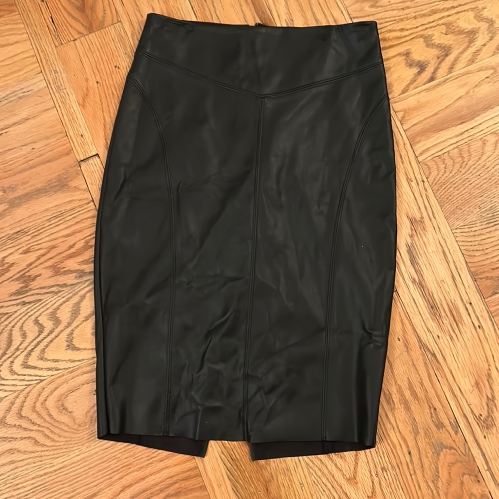 Express Black Faux Leather Pencil Skirt